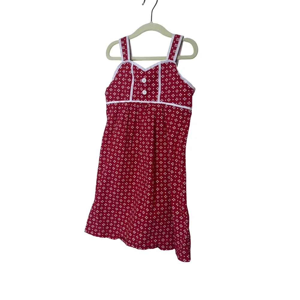 Hanna Andersson Dress Girls‎ 6-7 Years Red Geometric Sleeveless Strappy Sundress